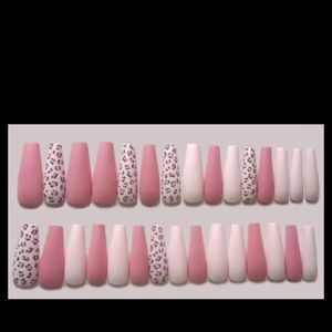 Cheetah pink press on nails handmade